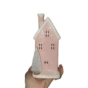 Pink Light Up Ceramic House